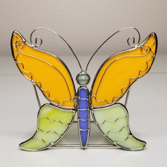 Stained Glass Butterfly Tea Light Candle Holder Decorative Glass Butterfly‎ - Picture 3 of 11